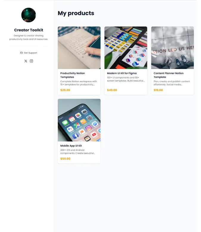 Creator Sidebar theme preview