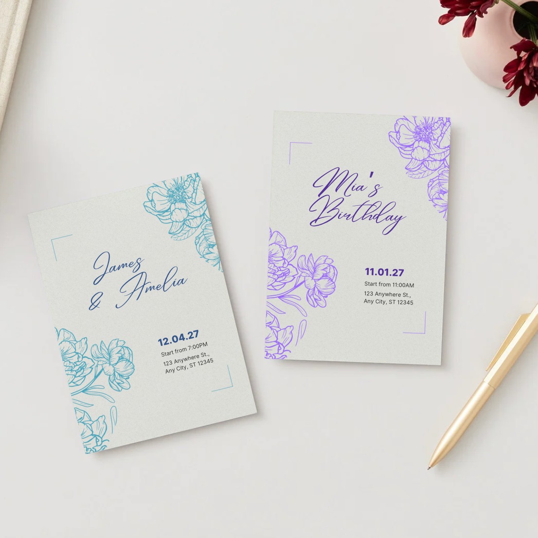 Editable Floral Event Invitation | digital template | Birthday, Wedding, Party - Thumbnail 5