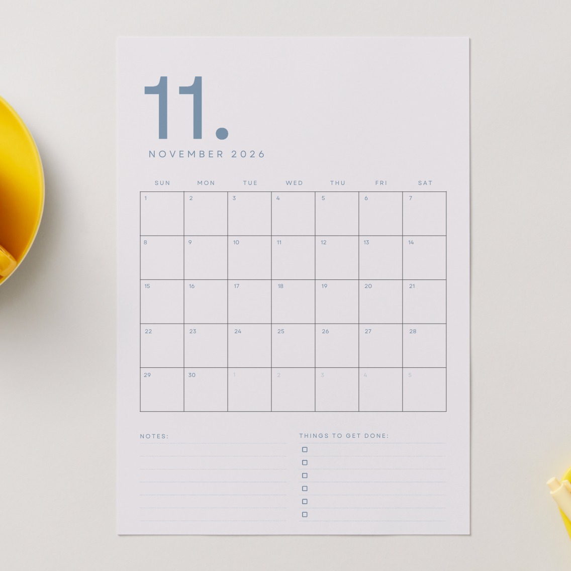 2026 monthly planner calendar for print or digital 13 months Blue - Thumbnail 2