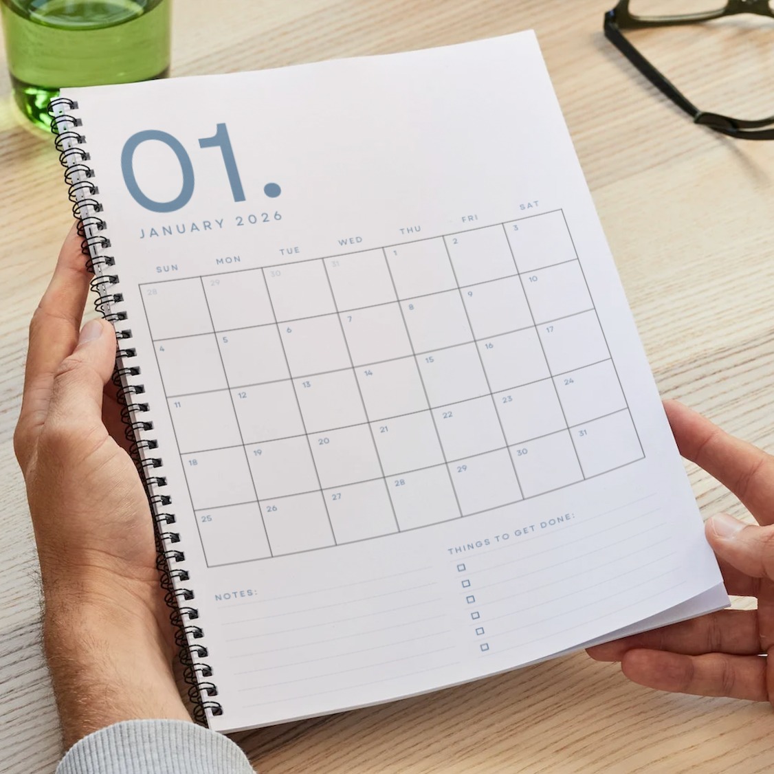 2026 monthly planner calendar for print or digital 13 months Blue - Thumbnail 3