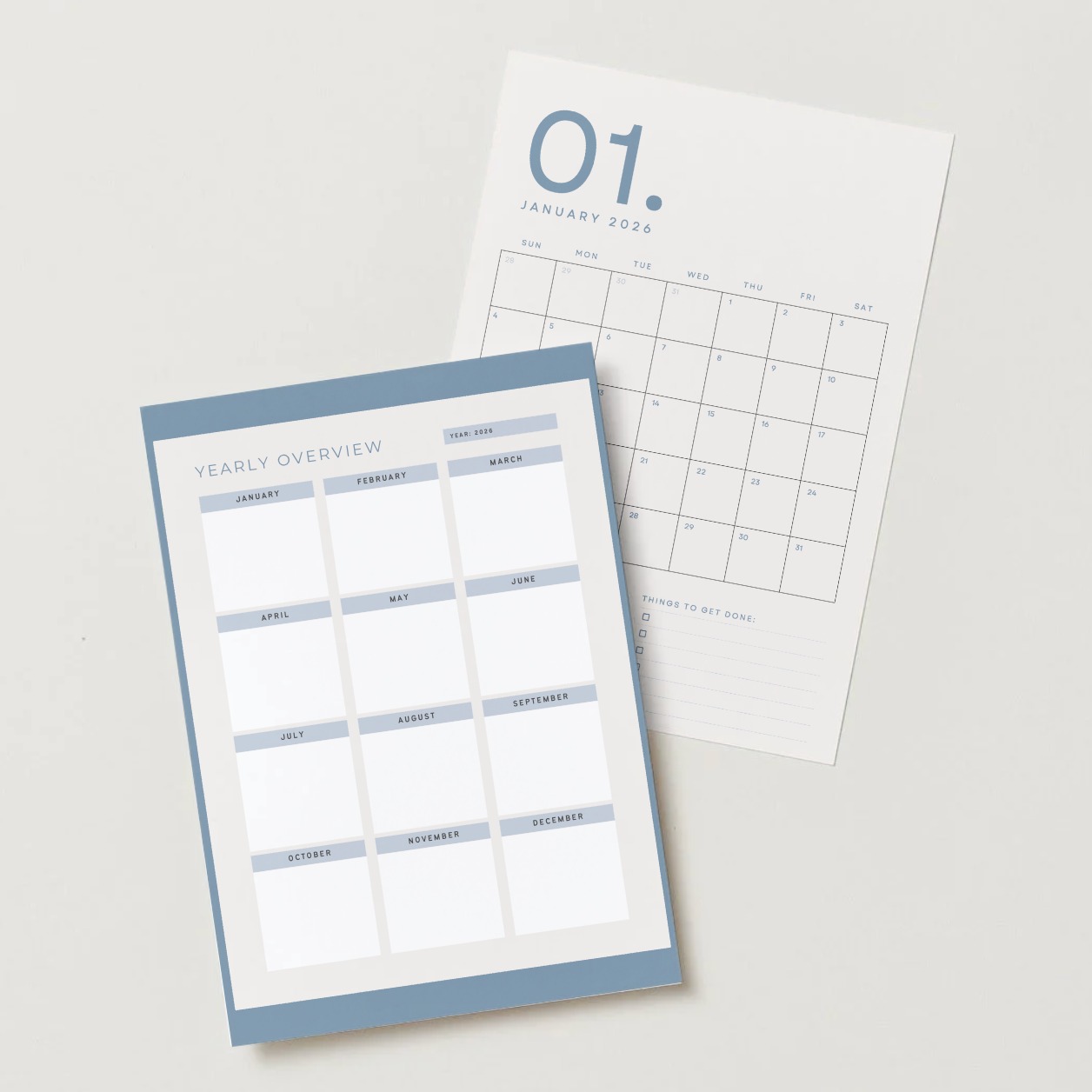 2026 monthly planner calendar for print or digital 13 months Blue - Thumbnail 5